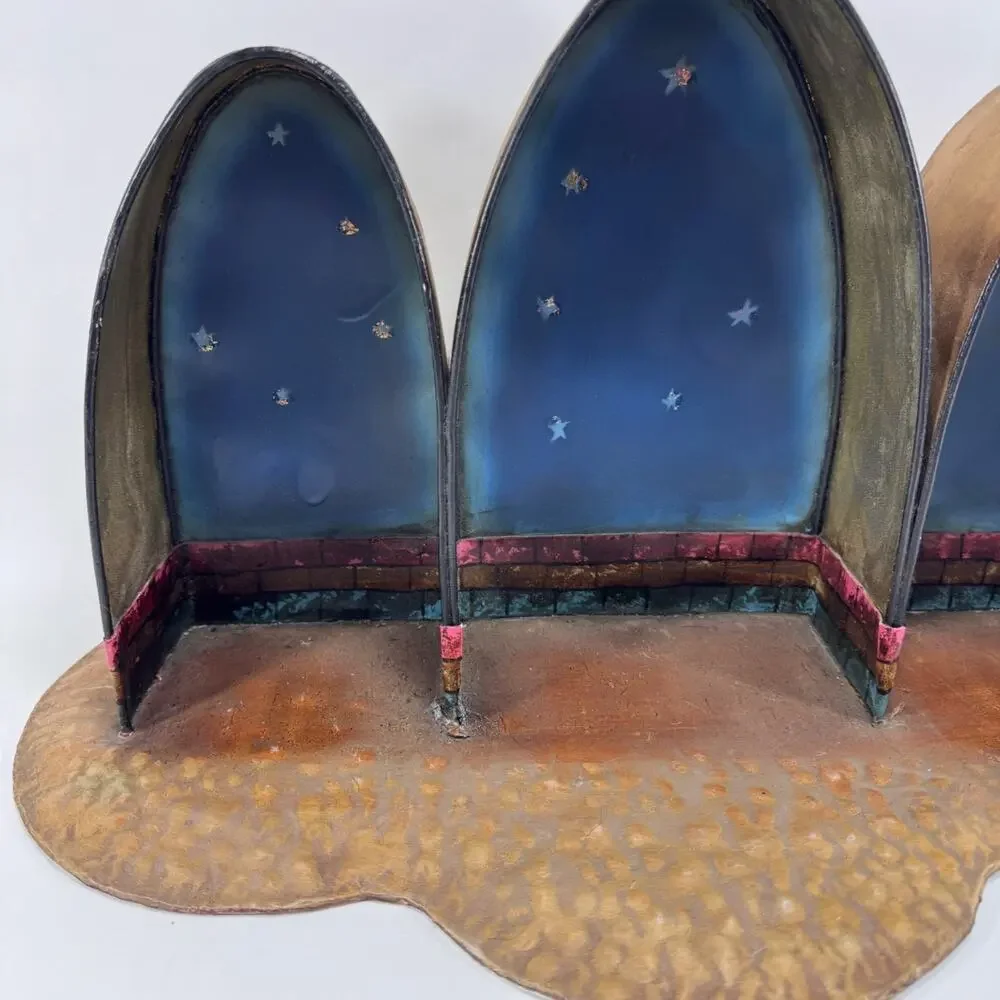 Vintage Christmas Nativity Scene Arch Stable Background Display Rustic CBK